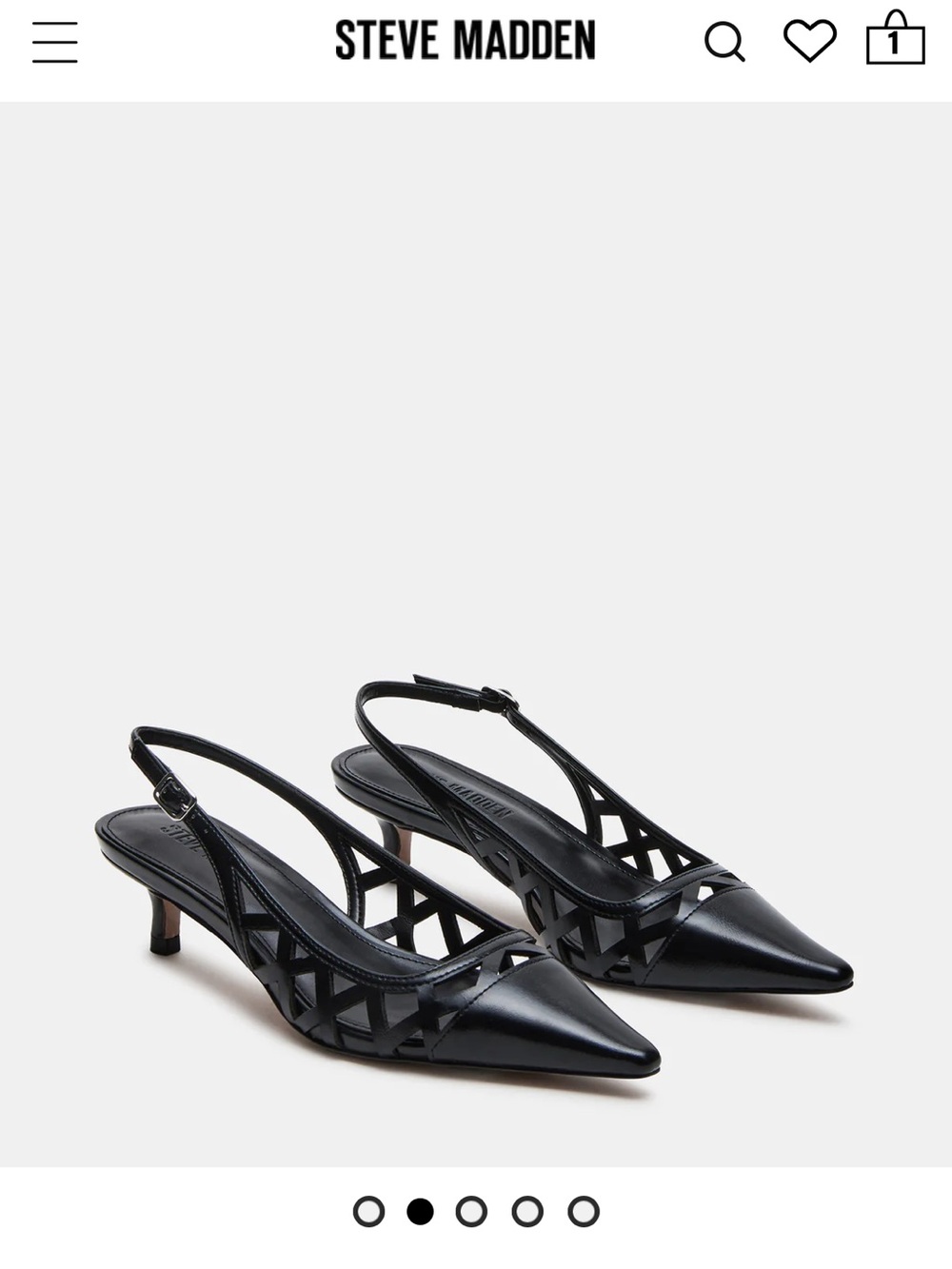 Steve Madden Black Pointed Slingback Kitten Heel Pumps